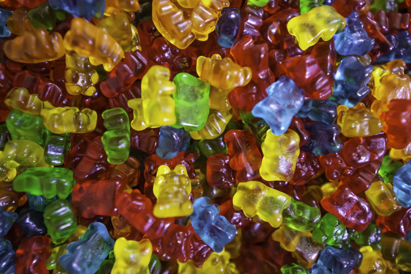 A bright, joyful assortment of colorful gummy bears